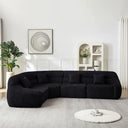 123.2 Curved Corner Sectional Sofa, Chenille Modular Cloud Sofa, Four Pillows  Wooden bazar