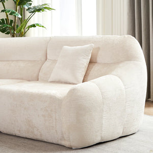 123.2 Curved Corner Sectional Sofa, Chenille Modular Cloud Sofa, Four Pillows  Wooden bazar