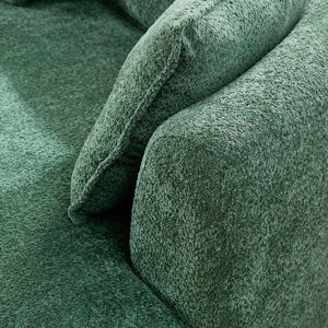Modern Curved Boucle Sectional Sofa with Chaise & Accent Pillows