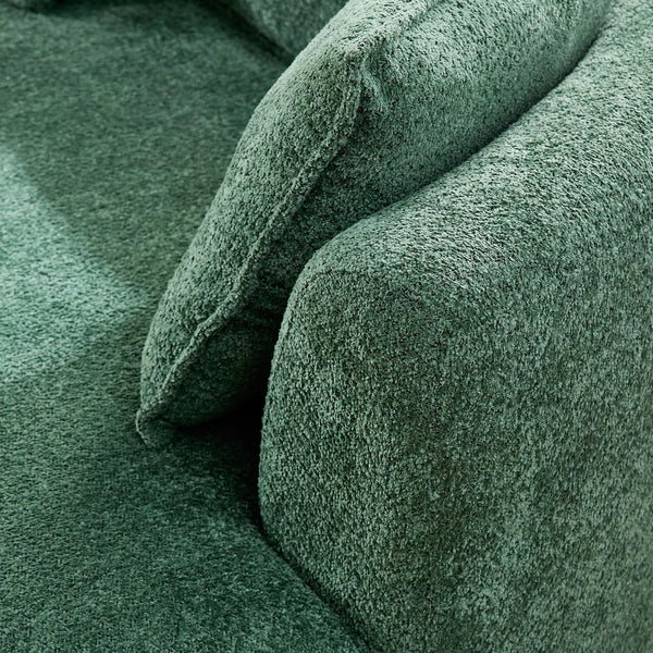Modern Curved Boucle Sectional Sofa with Chaise & Accent Pillows