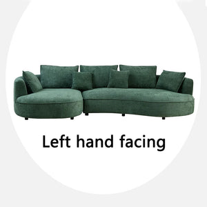 Modern Curved Boucle Sectional Sofa with Chaise & Accent Pillows