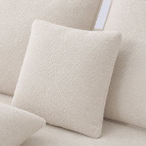 Modern Curved Boucle Sectional Sofa with Chaise & Accent Pillows