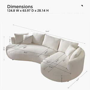 Liardo Modern Curved Bouclé Sectional Sofa with Chaise and Pillows