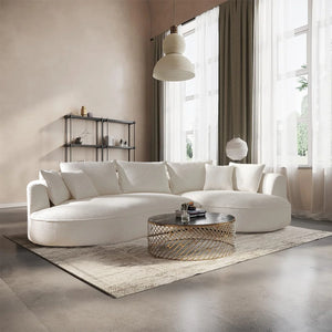 Liardo Modern Curved Bouclé Sectional Sofa with Chaise and Pillows