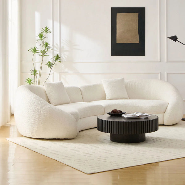 Newtex Upholstered Curved Sofa - Wooden Bazar