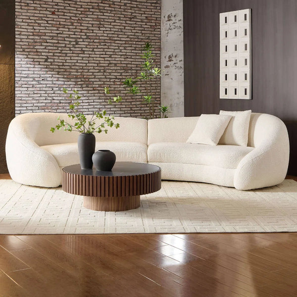 Newtex Upholstered Curved Sofa - Wooden Bazar