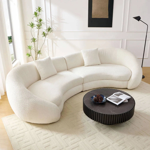 Newtex Upholstered Curved Sofa - Wooden Bazar