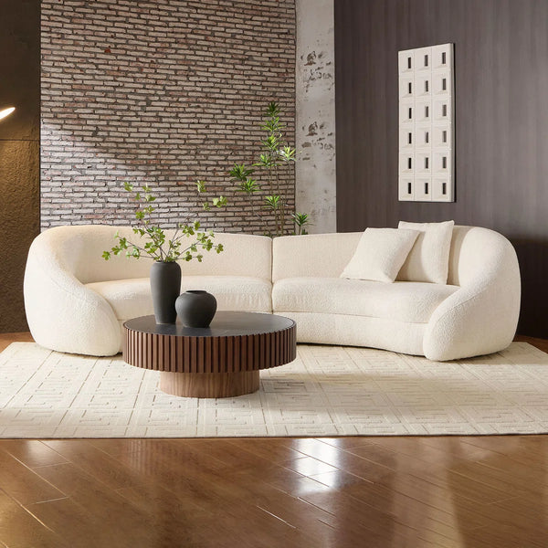 Newtex Upholstered Curved Sofa - Wooden Bazar