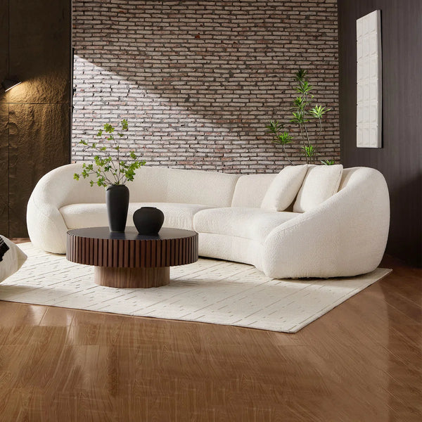 Newtex Upholstered Curved Sofa - Wooden Bazar