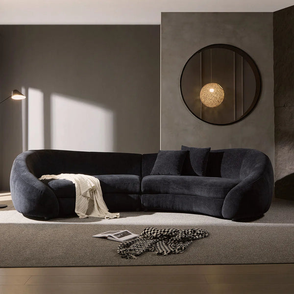Newtex Upholstered Curved Sofa - Wooden Bazar