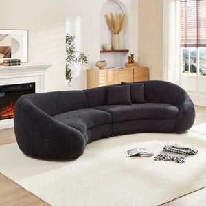 Newtex Upholstered Curved Sofa - Wooden Bazar