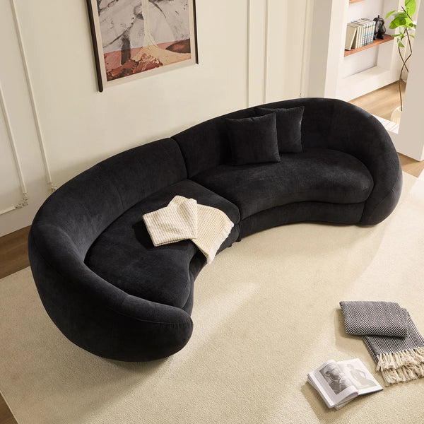 Newtex Upholstered Curved Sofa - Wooden Bazar
