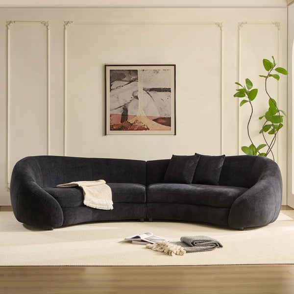 Newtex Upholstered Curved Sofa - Wooden Bazar