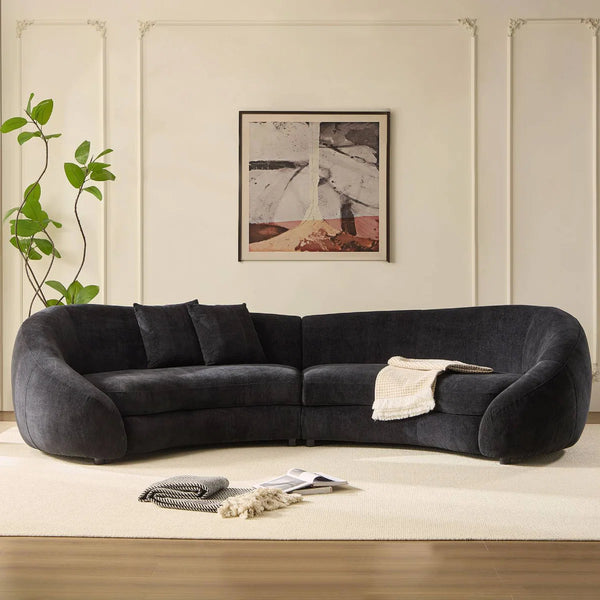 Newtex Upholstered Curved Sofa - Wooden Bazar