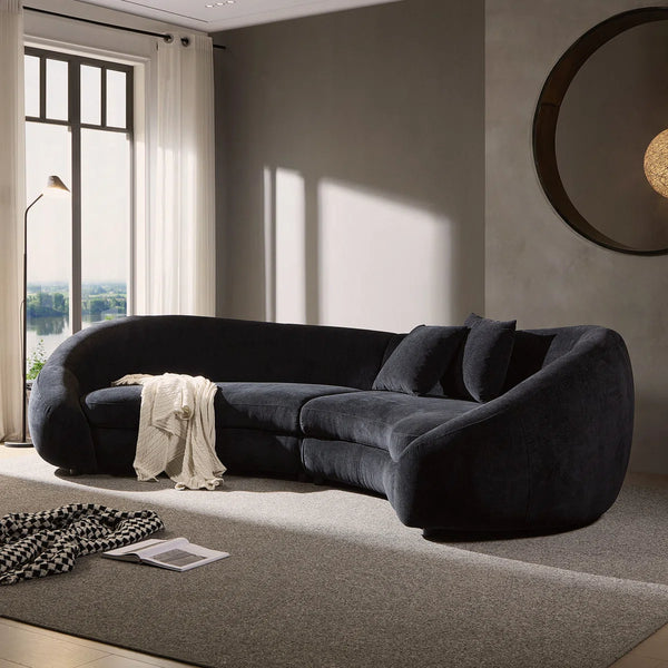 Newtex Upholstered Curved Sofa - Wooden Bazar