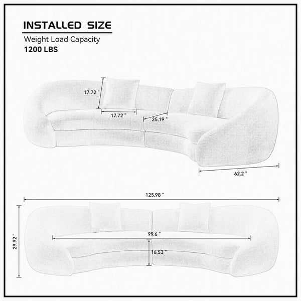 Newtex Upholstered Curved Sofa - Wooden Bazar