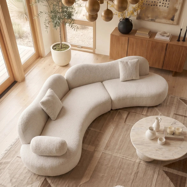 Lorsan Modern Curved 5-Seater Boucle Modular Sofa with Pillows