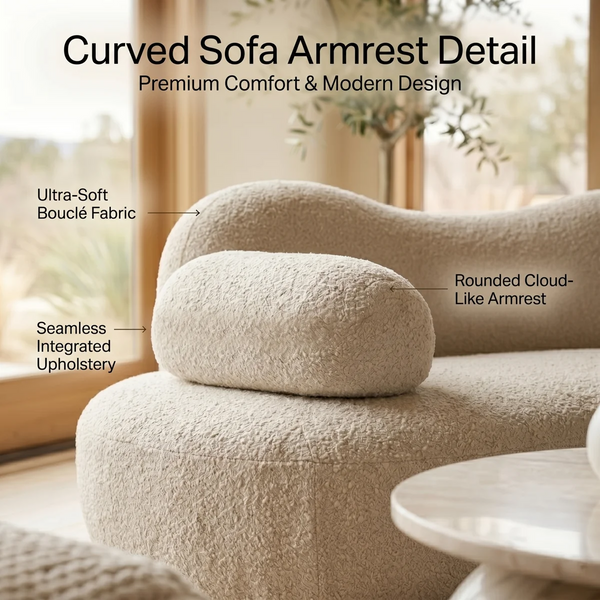 Lorsan Modern Curved 5-Seater Boucle Modular Sofa with Pillows