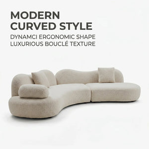 Lorsan Modern Curved 5-Seater Boucle Modular Sofa with Pillows
