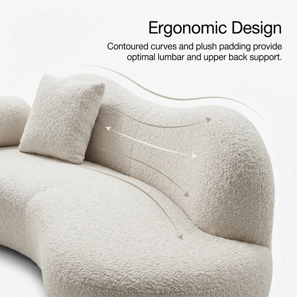 Lorsan Modern Curved 5-Seater Boucle Modular Sofa with Pillows