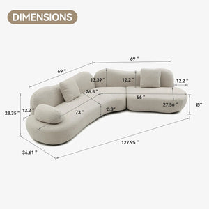 Lorsan Modern Curved 5-Seater Boucle Modular Sofa with Pillows
