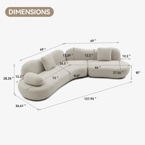 Lorsan Modern Curved 5-Seater Boucle Modular Sofa with Pillows