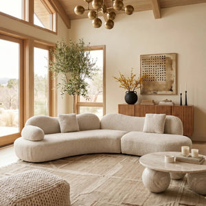 Lorsan Modern Curved 5-Seater Boucle Modular Sofa with Pillows
