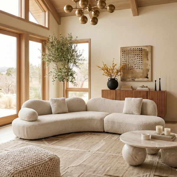 Lorsan Modern Curved 5-Seater Boucle Modular Sofa with Pillows