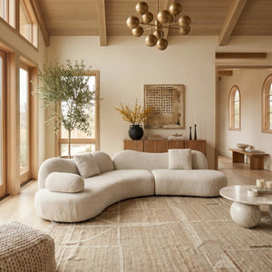 Lorsan Modern Curved 5-Seater Boucle Modular Sofa with Pillows