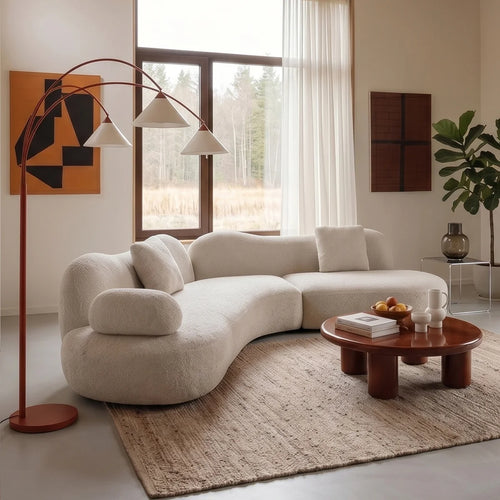 Lorsan Modern Curved 5-Seater Boucle Modular Sofa with Pillows