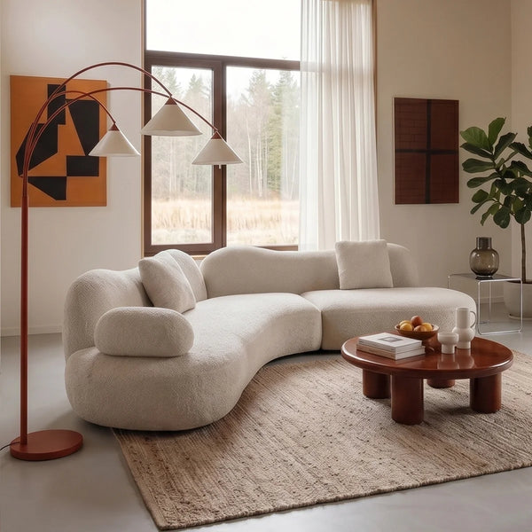Lorsan Modern Curved 5-Seater Boucle Modular Sofa with Pillows