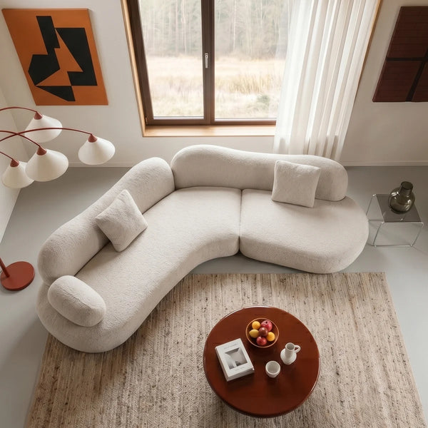 Lorsan Modern Curved 5-Seater Boucle Modular Sofa with Pillows