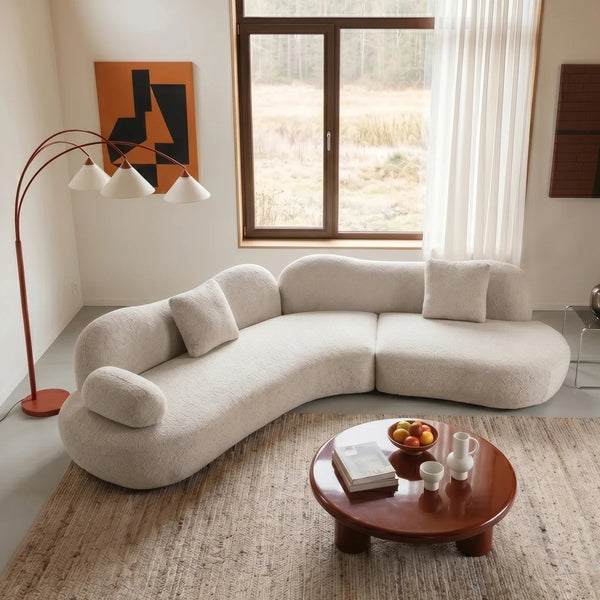 Lorsan Modern Curved 5-Seater Boucle Modular Sofa with Pillows