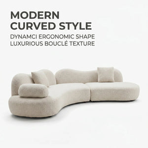 Lorsan Modern Curved 5-Seater Boucle Modular Sofa with Pillows