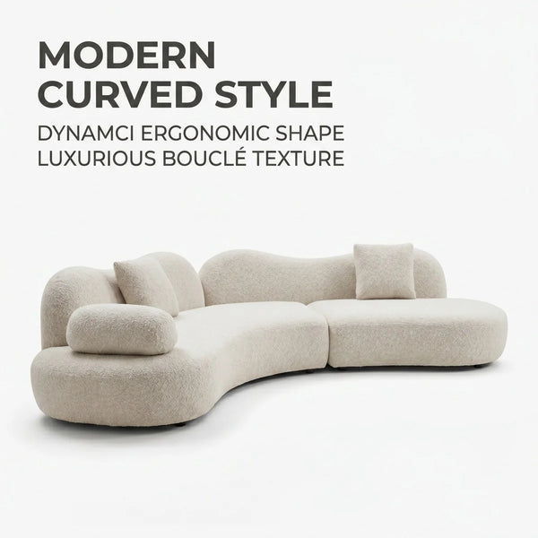 Lorsan Modern Curved 5-Seater Boucle Modular Sofa with Pillows