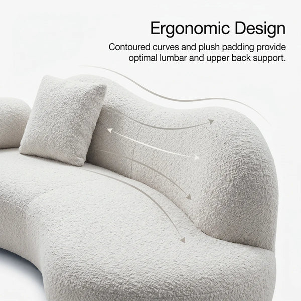 Lorsan Modern Curved 5-Seater Boucle Modular Sofa with Pillows
