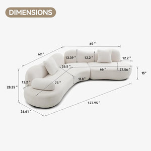 Lorsan Modern Curved 5-Seater Boucle Modular Sofa with Pillows
