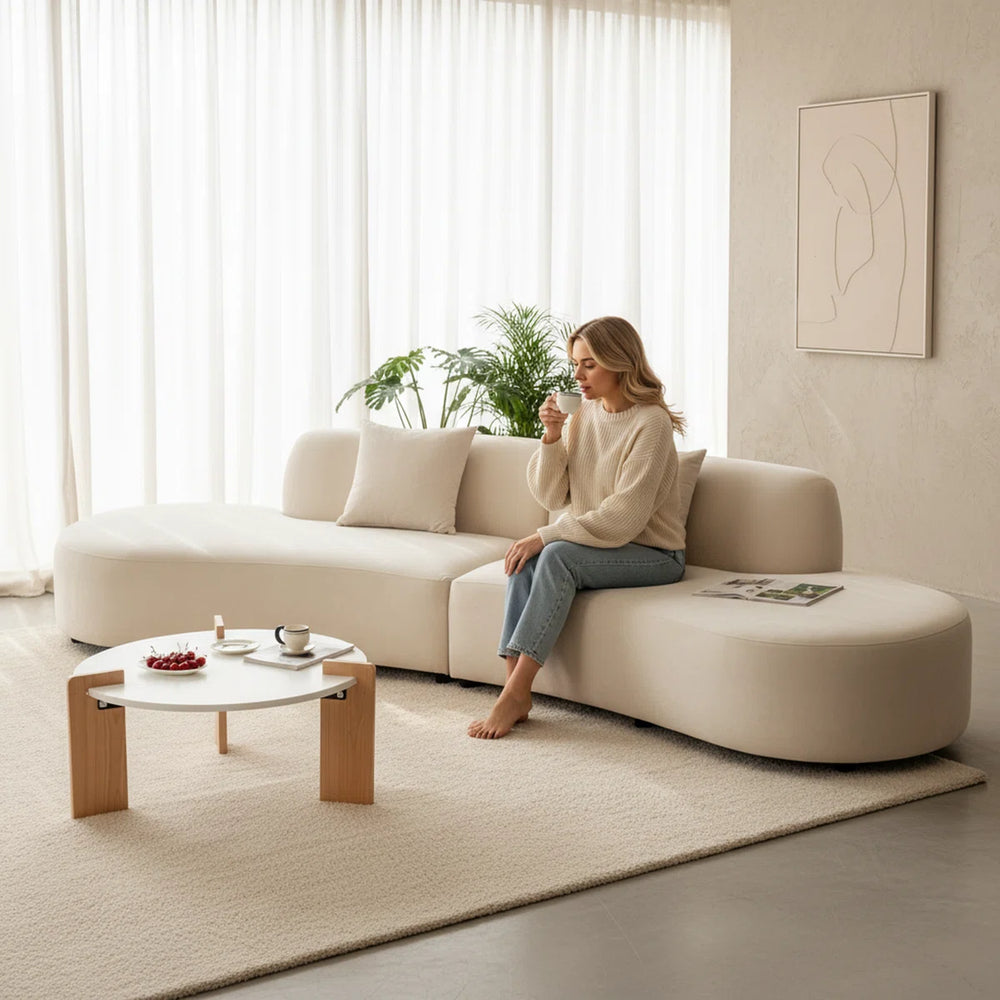 132.3 inch wide curved design sofa  Wooden Bazar