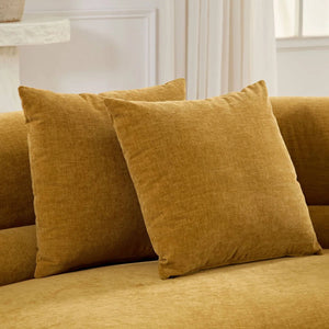 Upholstered Curved Sectional With 3 Throw Pillows