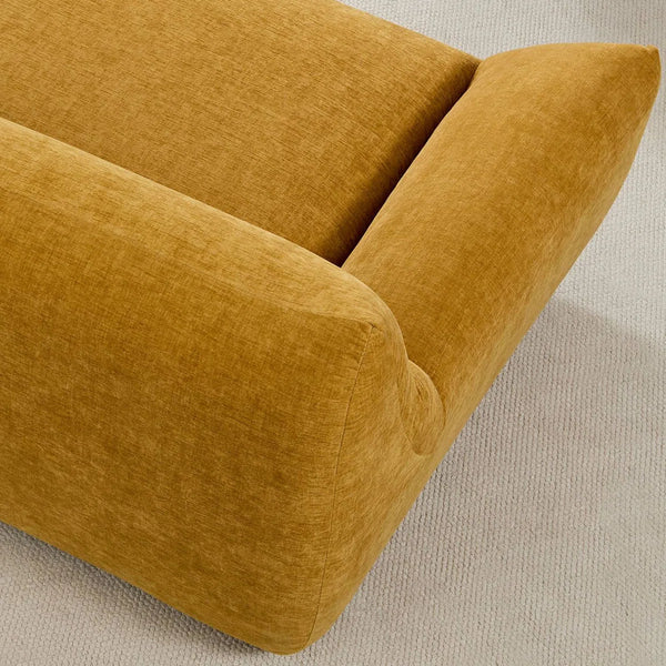 Upholstered Curved Sectional With 3 Throw Pillows