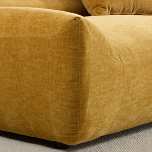 Upholstered Curved Sectional With 3 Throw Pillows