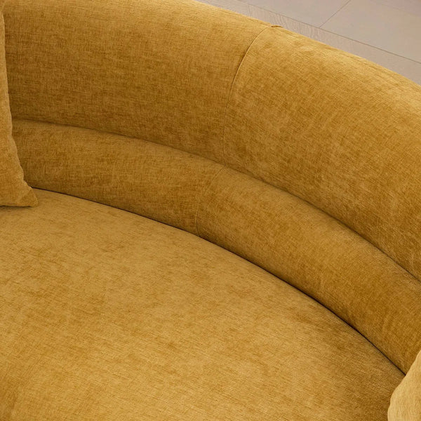 Upholstered Curved Sectional With 3 Throw Pillows