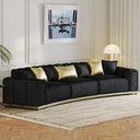 Shino Velvet Curved Sofa with Gold Accent Base - Wooden bazar