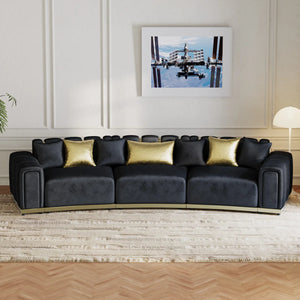 Shino Velvet Curved Sofa with Gold Accent Base - Wooden bazar