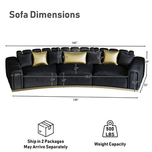 Shino Velvet Curved Sofa with Gold Accent Base - Wooden bazar