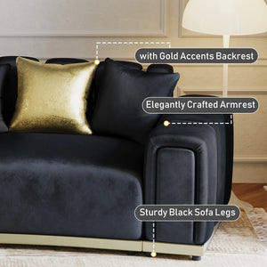 Shino Velvet Curved Sofa with Gold Accent Base - Wooden bazar