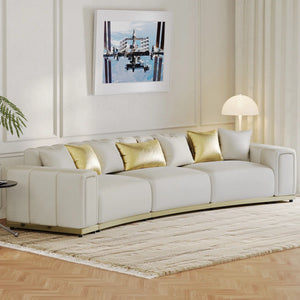 Shino Velvet Curved Sofa with Gold Accent Base - Wooden bazar
