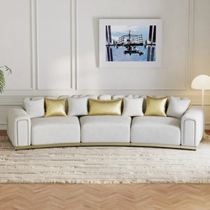 Shino Velvet Curved Sofa with Gold Accent Base - Wooden bazar
