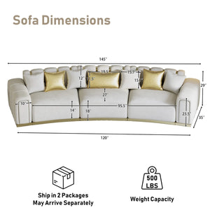 Shino Velvet Curved Sofa with Gold Accent Base - Wooden bazar