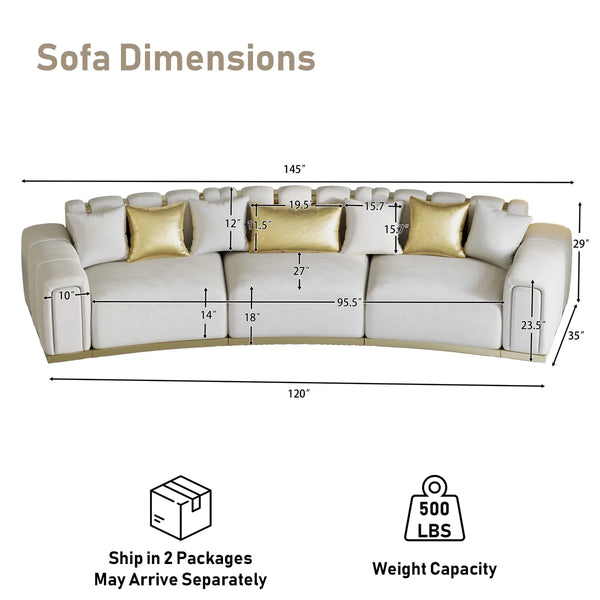 Shino Velvet Curved Sofa with Gold Accent Base - Wooden bazar